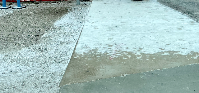 This is an Alton sidewalk on Thursday morning. Motorists and pedestrians are urged to show caution today as more sleet is anticipated Thursday afternoon.