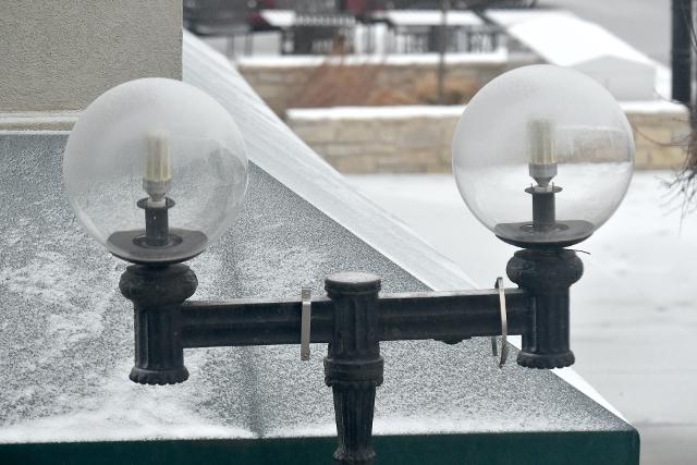 As of noon on Thursday, ice was starting to collect as round two of a winter storm moves through the area. (Photo by Dan Brannan)