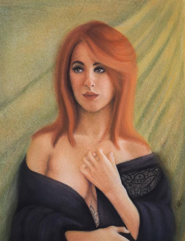 “A Woman Who Knows,” 16x20” chalk pastel, by Ashlee Sirois.