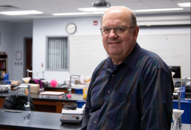Professor of Chemistry Alan Bruha is L&C’s nominee for the ICCTA Outstanding Full-Time Faculty Member Award for Spring 2020. Photo by Jan Dona, L&C Media Services