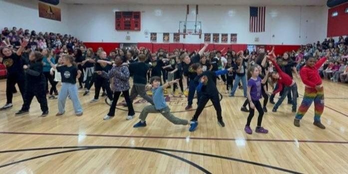 Students perform their step routine at the assembly on Feb. 25, 2026. Photos by Angela Gray.