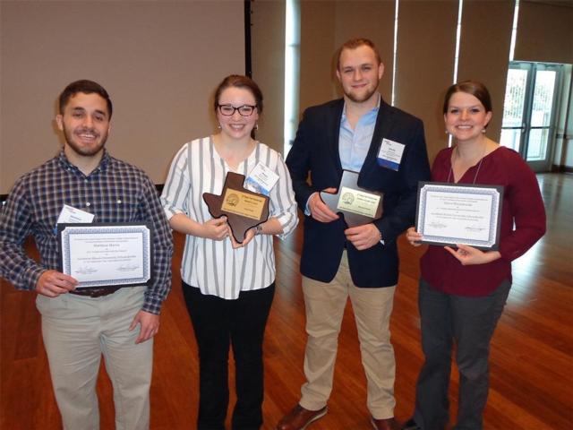 (L-R) SIUE students Matthew Harris, Megan Schaller, Dakota Kamm and Claire Maciejewski presented their research at the 2017 annual meeting of the Texas chapter of the American College of Sports Medicine (TACSM).