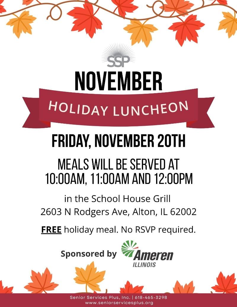 November Holiday Luncheon at SSP - Alton, IL - Nov. 20th event flyer