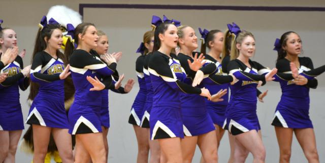 CM's cheerleaders in action on Friday night. (Photo by Dan Brannan)