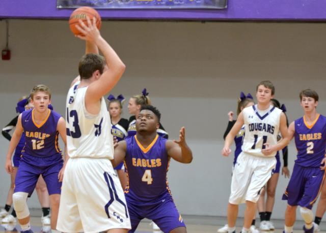 CM's Camryn Gerhardt defends in tight fashion against Breese Central. (Photo by Dan Brannan)