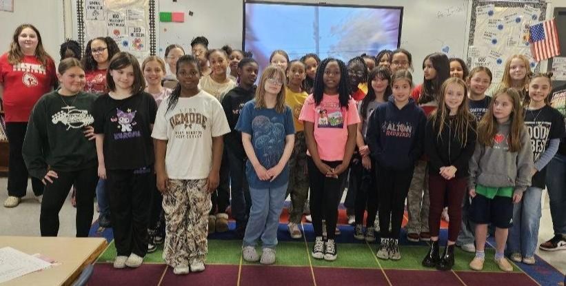 Amoriah and the West Elementary School girls' group.