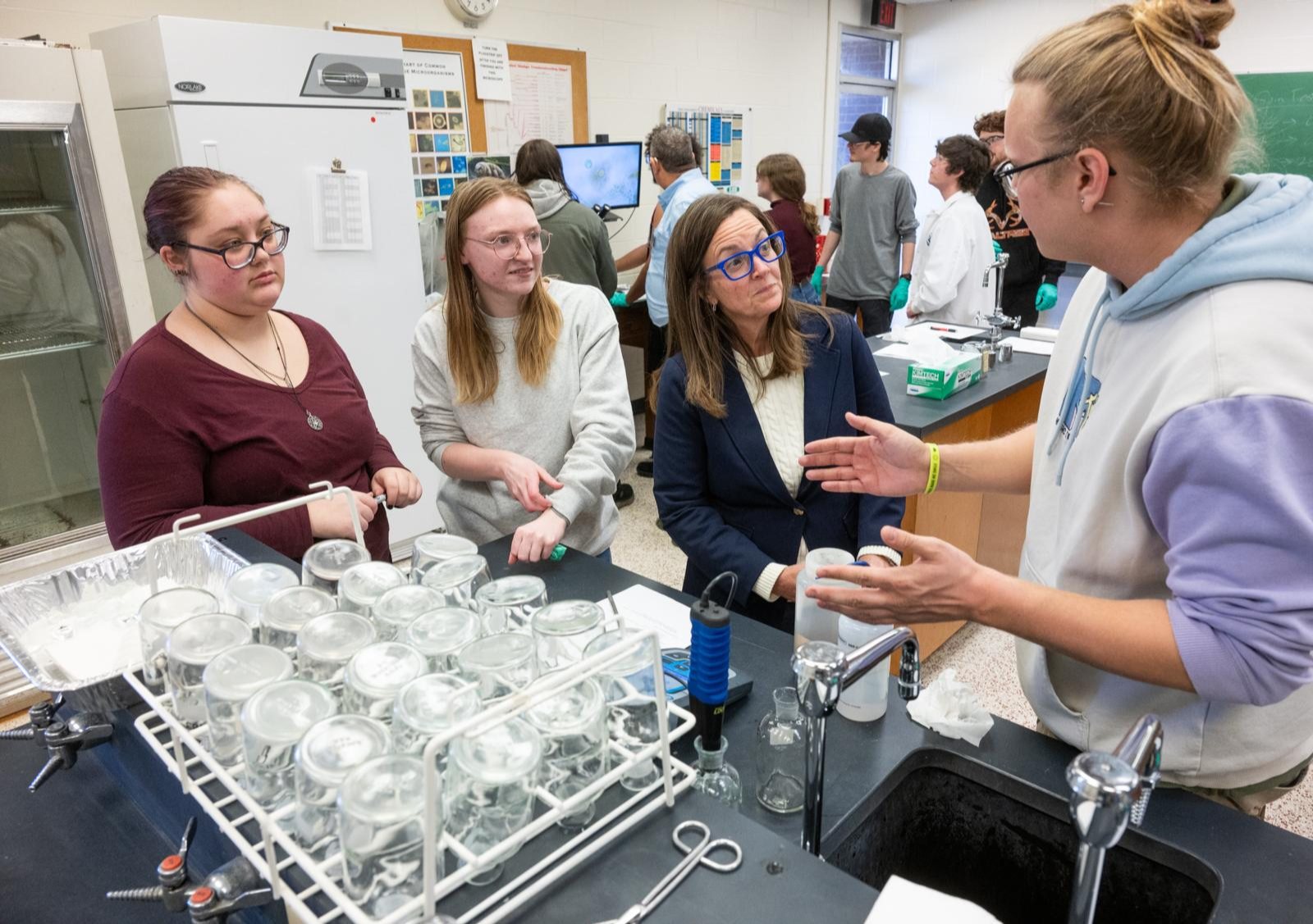 School of Engineering ERTC students and State Rep. Katie Stuart (Photos by Howard Ash).