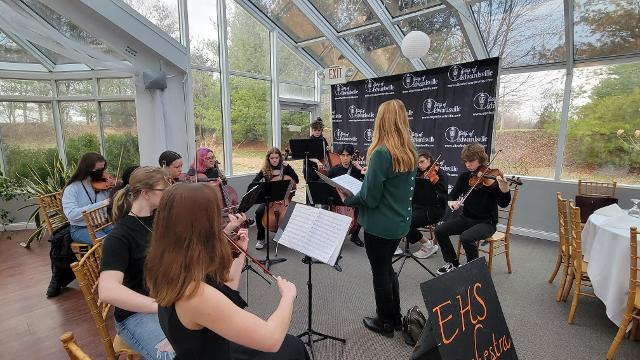 Victoria Voumard and her Edwardsville High School orchestra students perform at the annual breakfast.