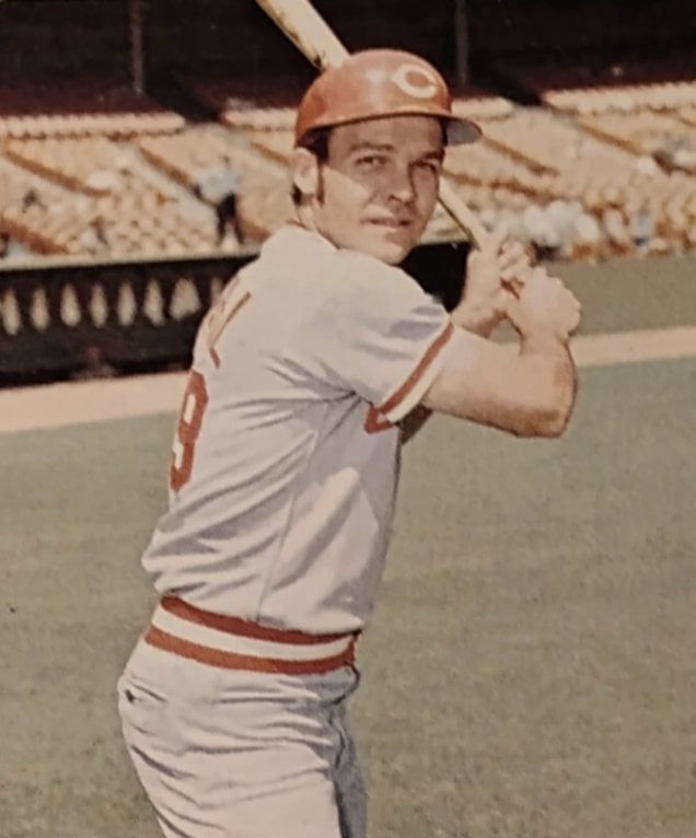 A 1974 Topps baseball card of Larry Stahl.