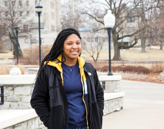 Former Alton High multisport athlete Kenya Burnett found a home on the Trailblazers Women’s Basketball team this season. Photo by Jan Dona, L&C Media Services