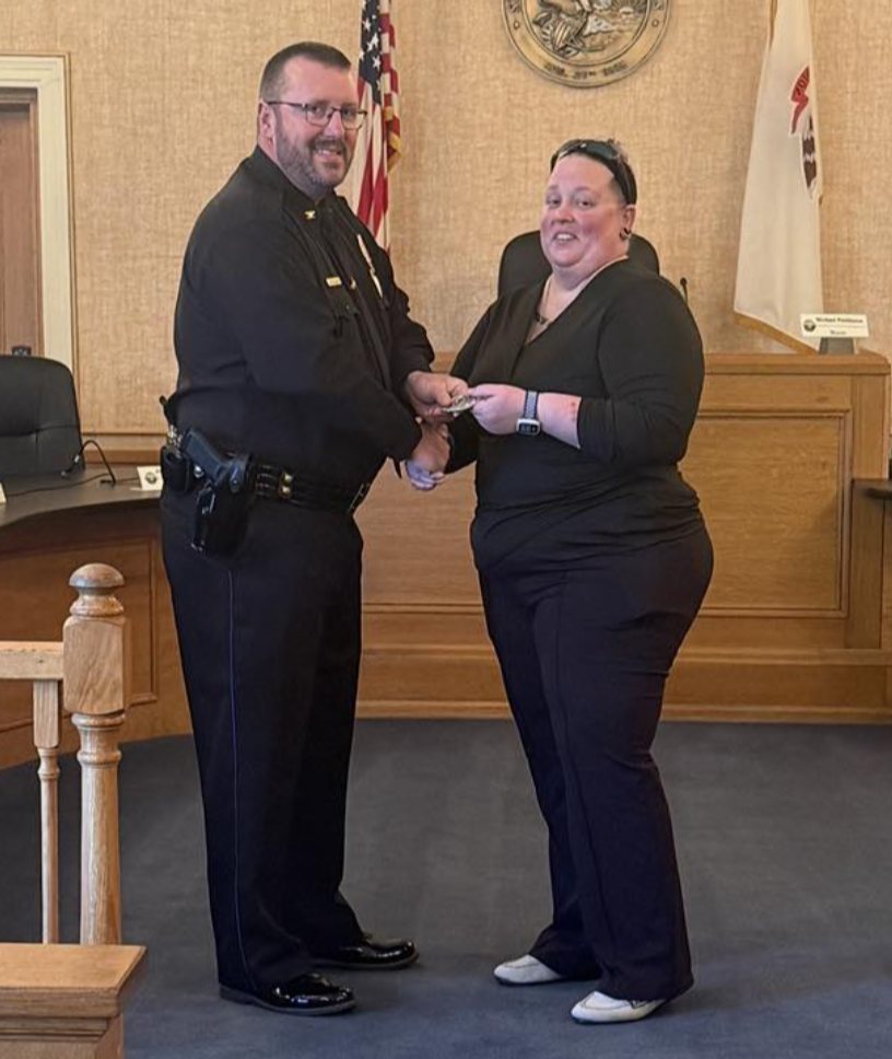 Samatha Greene (right) joins the Granite City Police Department as a telecommunicator.