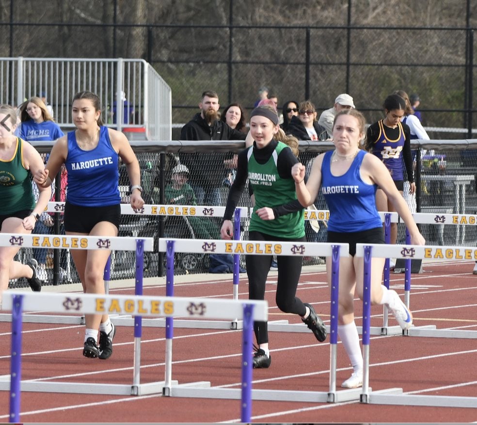 Marquette's girls were very competitive in the 100 hurdles on Tuesday.