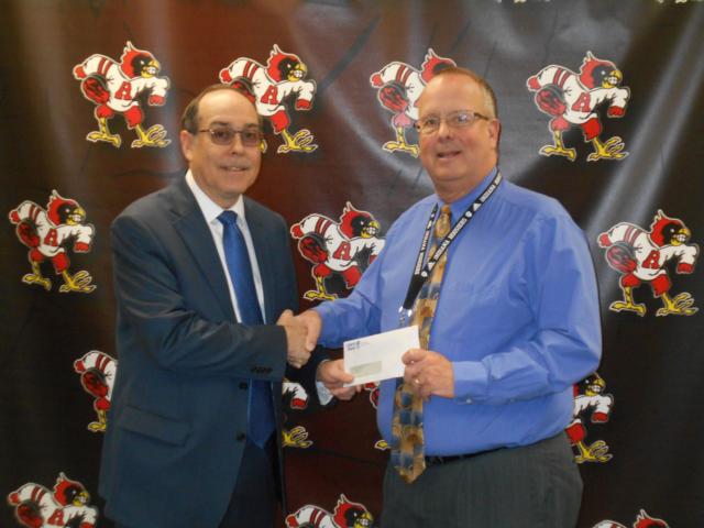 Alton High School – Liberty Bank President Dale Blachford and AHS Athletic Director Jeff Alderman
