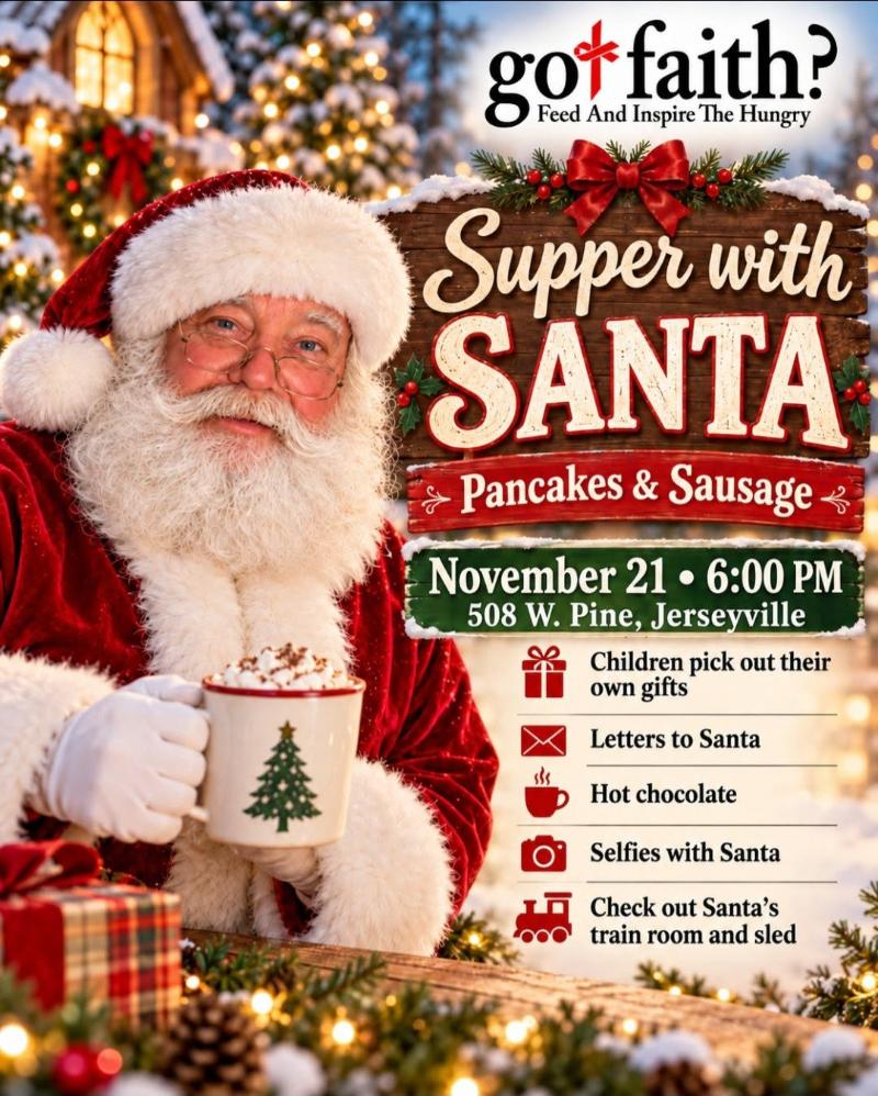 FREE Breakfast for Supper with Santa! event flyer