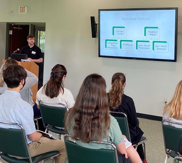 Joseph Olmsted, former NGRREC Intern, presented his findings at the 2021 Intern Symposium. Photo by Jen Young, NGRREC/L&C Marketing & PR