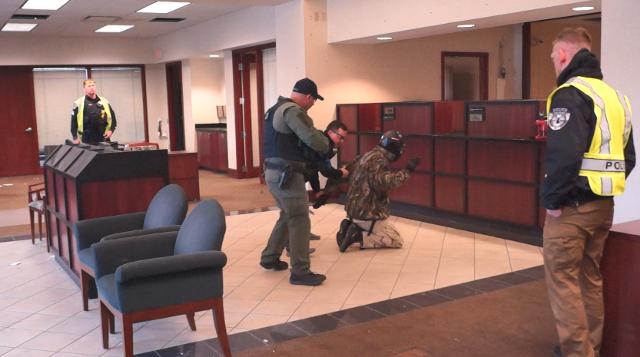 Sgt. Blind and Officer Coppotelli are able to take suspect into custody with no injuries or use of force Sgt. Justin Click and Detective Ross Tyler provide instruction and observation.