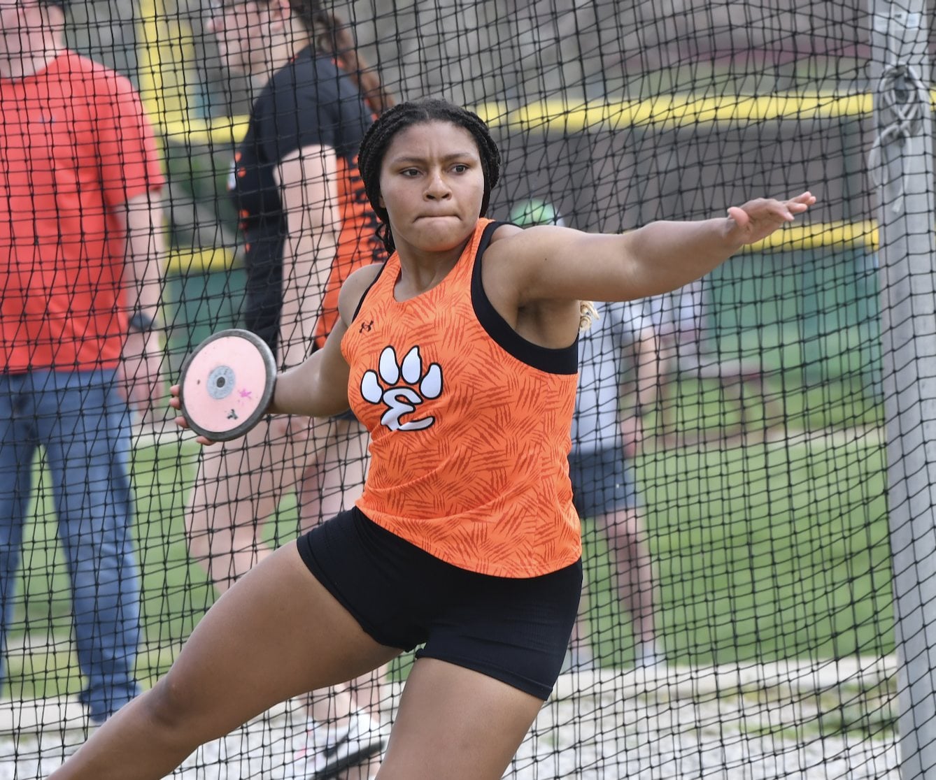 Joi Story in the discus.