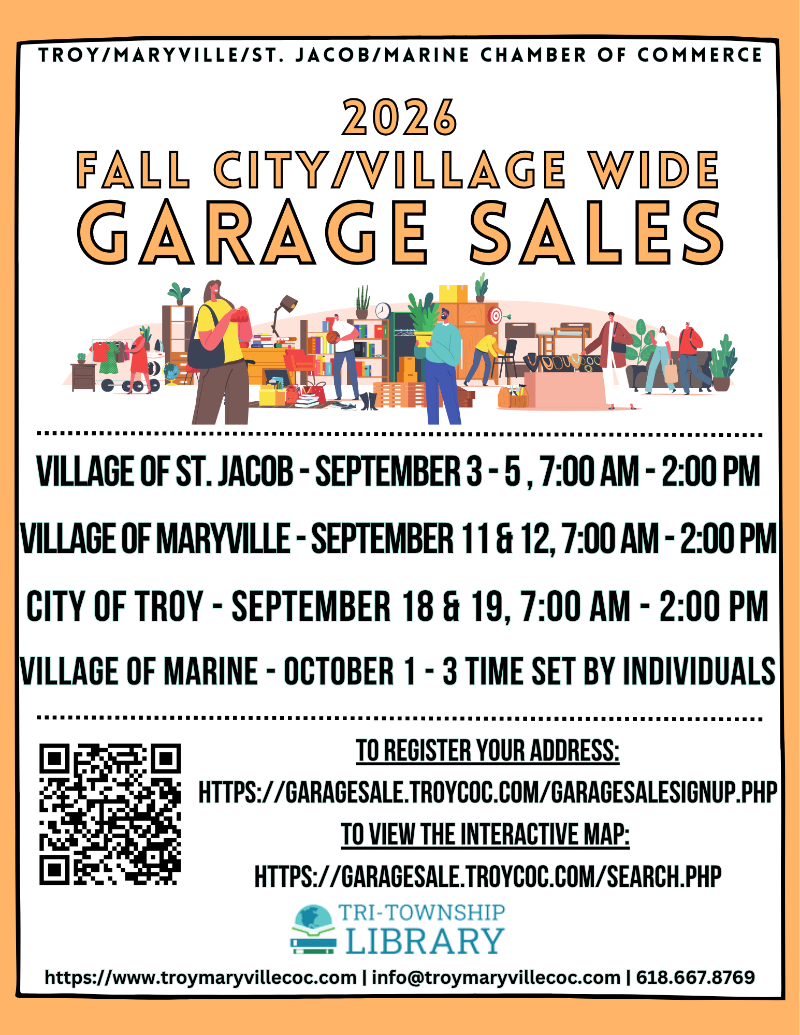 2026 Fall City/Village Wide Garage Sales - St. Jacob event flyer