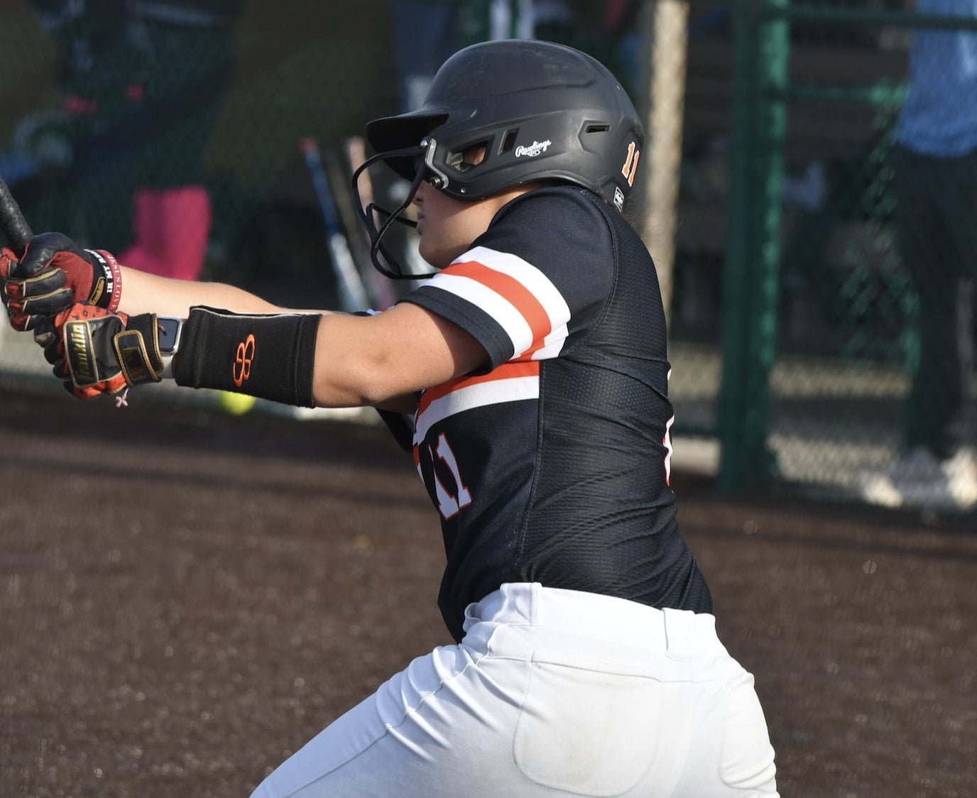 Edwardsville's Audrey De La Torre Cruz had three hits against Breese Mater Dei. (Photo by Dan Brannan). 