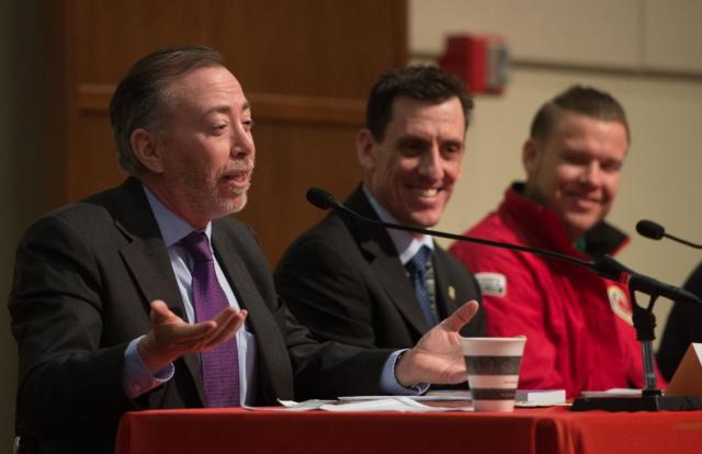 Robert Neus, U.S. Department of State Diplomat in Residence for the Midwest, speaks as part of the international careers panel during International Studies Day at SIUE.