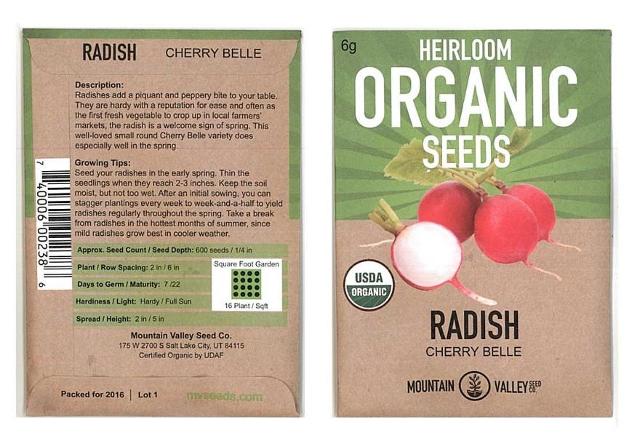 Heirloom Organic radish seeds
