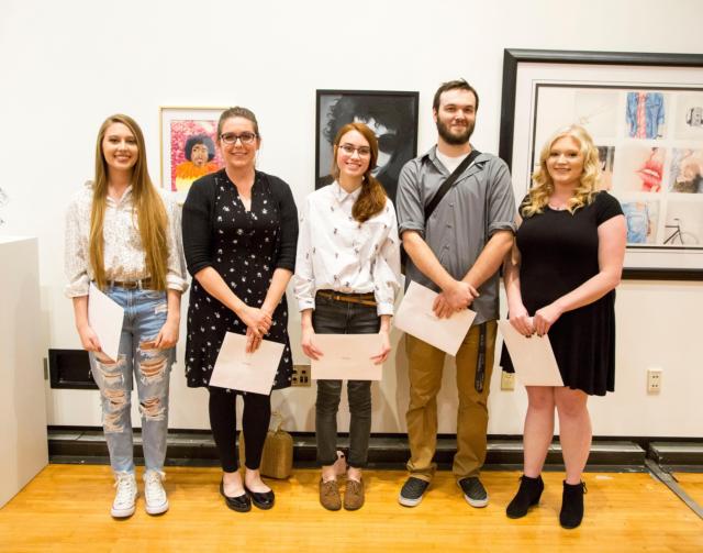 Pictured, from left to right, are Kaleigh Grace, Best in Show; Debra Welch, second place; Amber Miller, third place; Trevor Ayres and Michelle Seitzinger, honorable mention. Not pictured are Emily Linn, honorable mention, and Jeanne Meyer, Special Recognition Award.