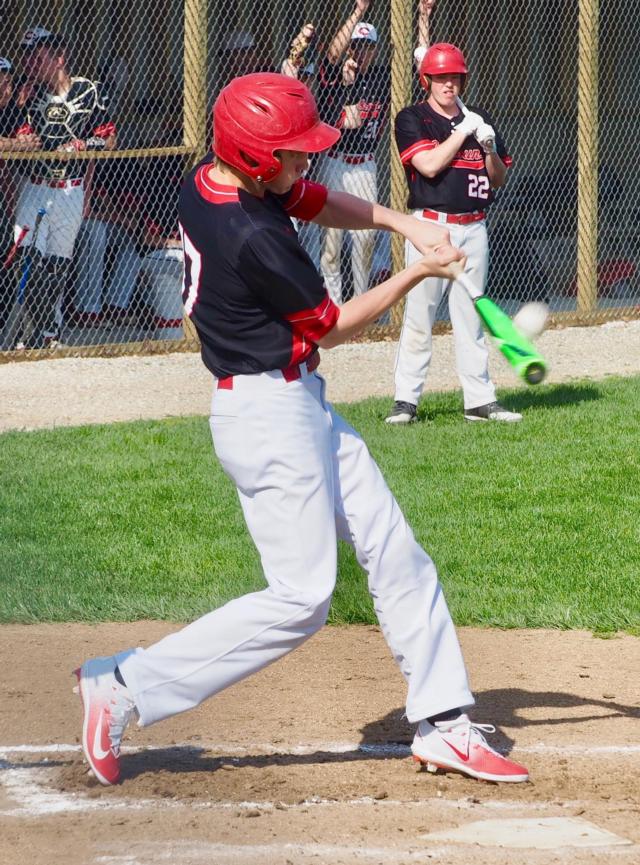 Chandler Sievers connecting on a pitch.