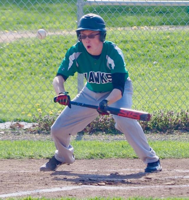 Kyle Waters lays down a bunt.