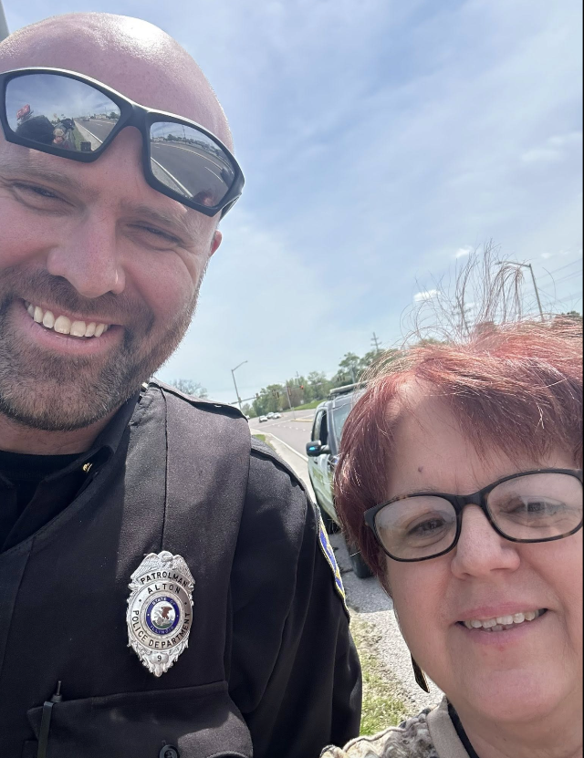 Alton Officer Vetter and Chana Wooden.