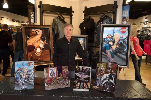 Scott Jacobs – world renowned photorealism painter at Ted’s Motorcycle World in Alton. (Photo by Chuck Sheets).