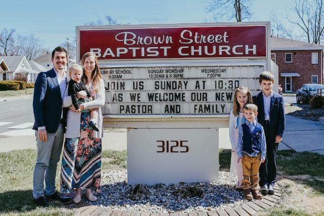 The Sternquist Family commemorates their first Sunday at Brown Street Baptist Church.