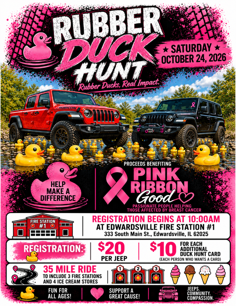 Riverbend Jeeps "Rubber Duck Hunt" event flyer