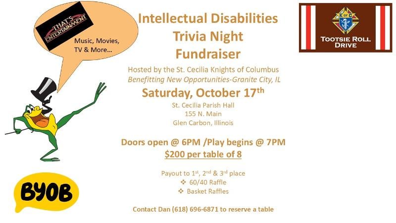 St. Cecilia Knights of Columbus Trivia Night benefitting New Opportunities event flyer