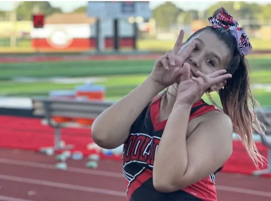 Serenity as a cheerleader.