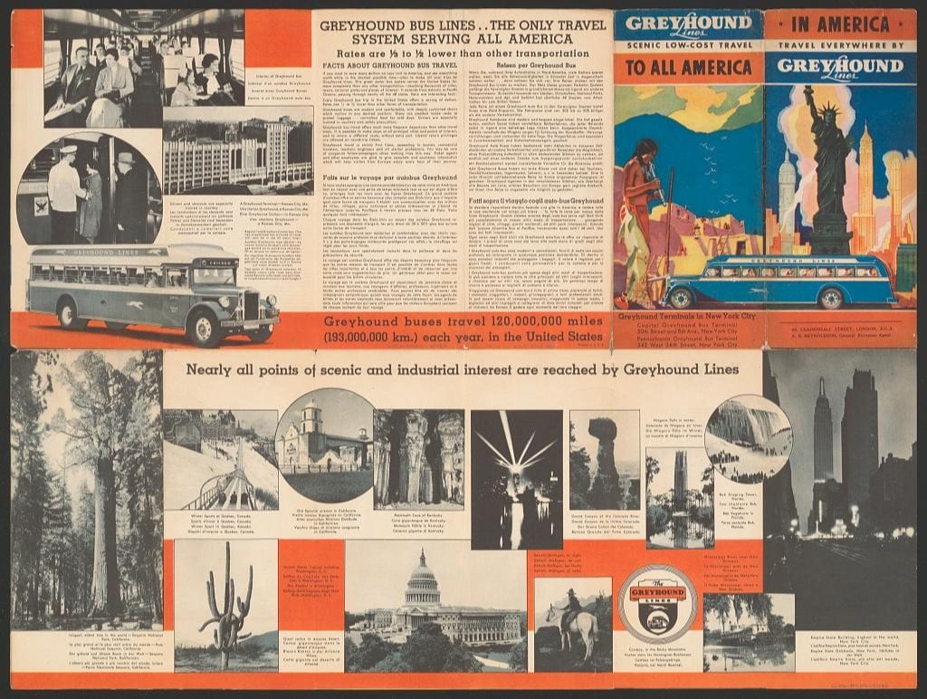 [Greyhound Lines scenic low-cost travel to all America, fold out brochure] Library of Congress Prints and Photographs Division, LC-DIG-ppmsca-85783
