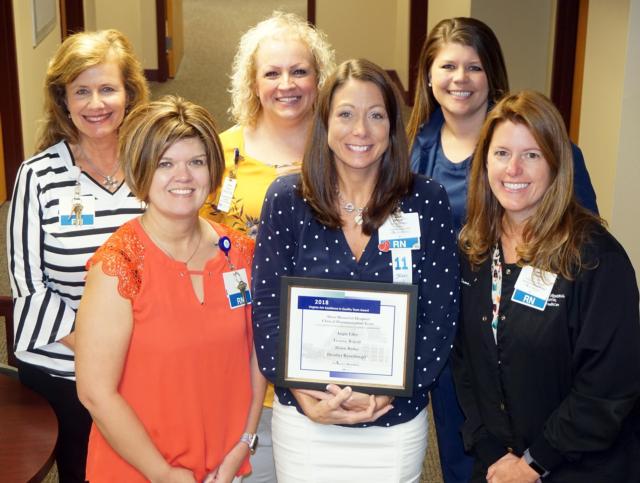 The Clinical Documentation Team won the Virginia Ilch Excellence in Quality Award. Team members, left to right, are Leanne Ridolfi, Heather Baumberger, Karen Elmore, manager Angie Liley, Elisa Fessler and Dawn Butler. 