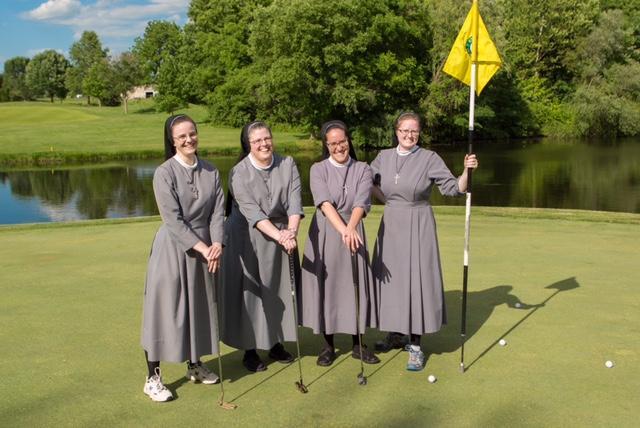 Sister M. Anselma, Sister M. Caritas, Sister M. Rosalinda, and Sister M. Ignatia enjoying a day on the links during the 2016 OSF Saint Anthony’s Foundation golf tournament. Over the last 16 years, the tournament has raised over $890,000 for OSF HealthCare Saint Anthony’s Cancer Center of Excellence. For more information, call the Foundation Office at (618) 463-5168.