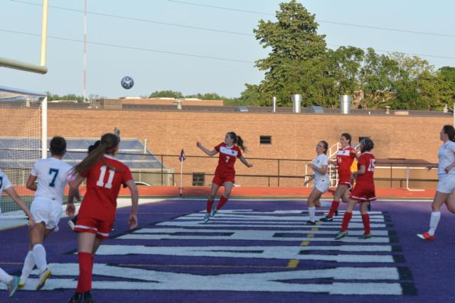 Alaina Nasello lets a shot fly at the goal on Wednesday in the regional against Belleville East. (Photo by Dan Brannan)