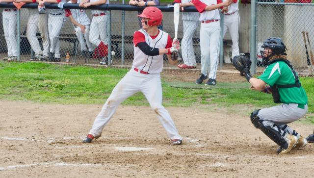 Ty Bick at the plate with Hayden Stringer catching.