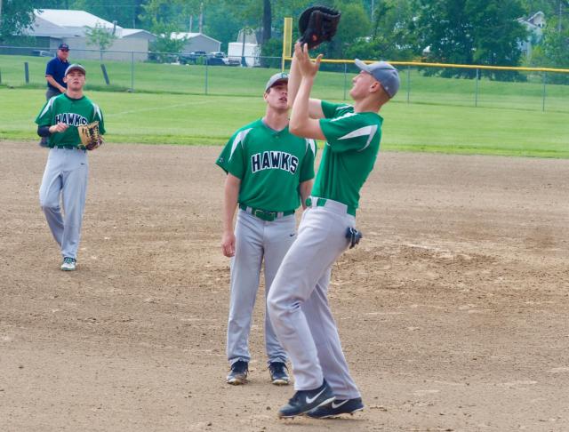 Blake Struble catches an infield fly ball.