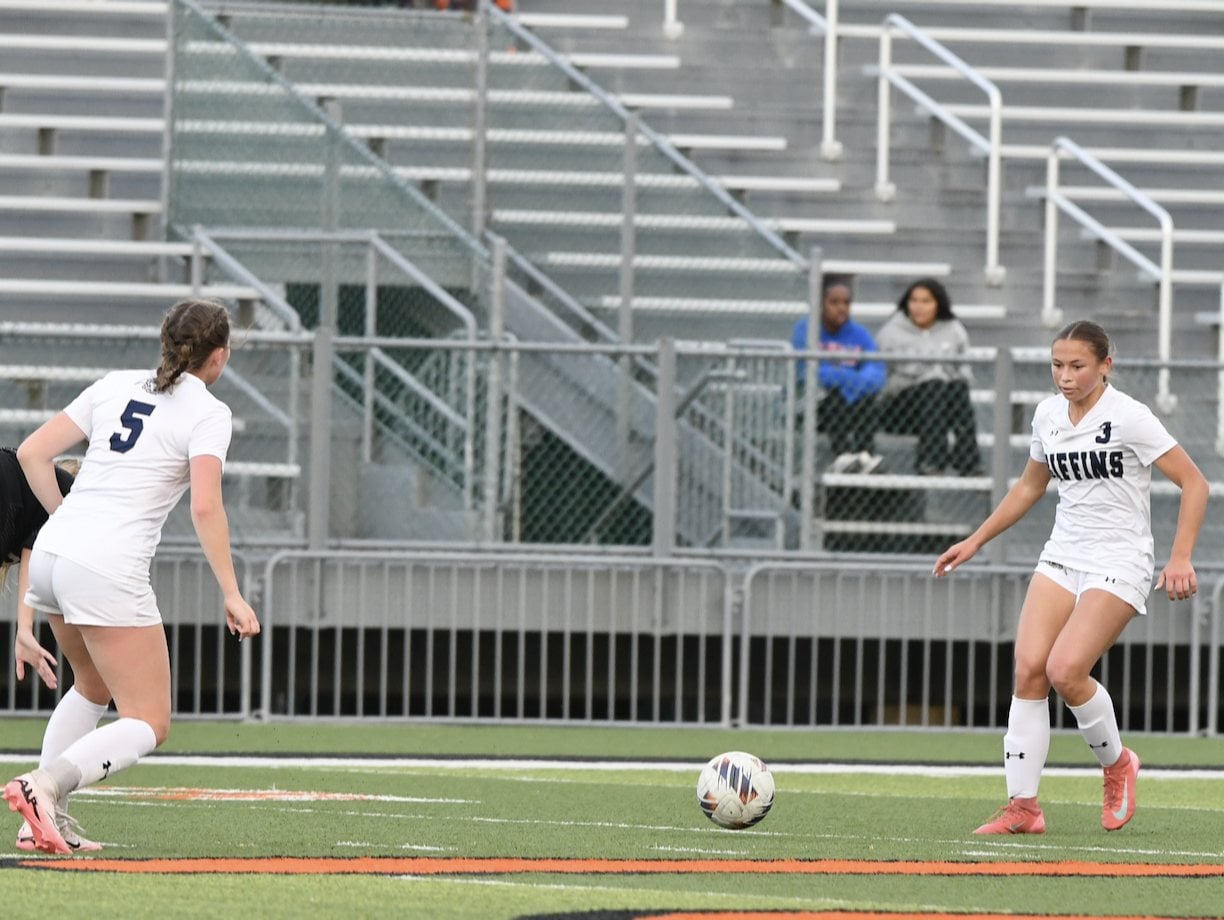 Sophia Rossetto and Harper Dettmers, right, of Father McGivney Catholic.