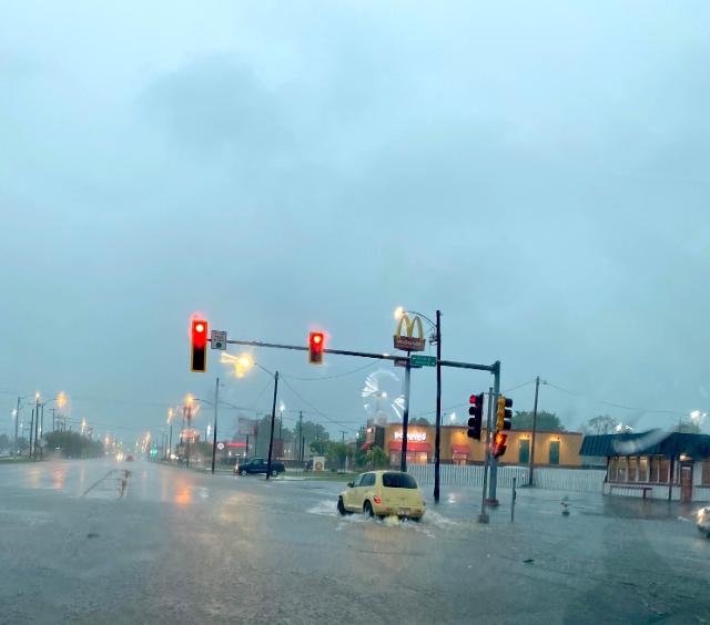 Flooding on the road made travel difficult after 5 p.m. Thursday in Granite City.