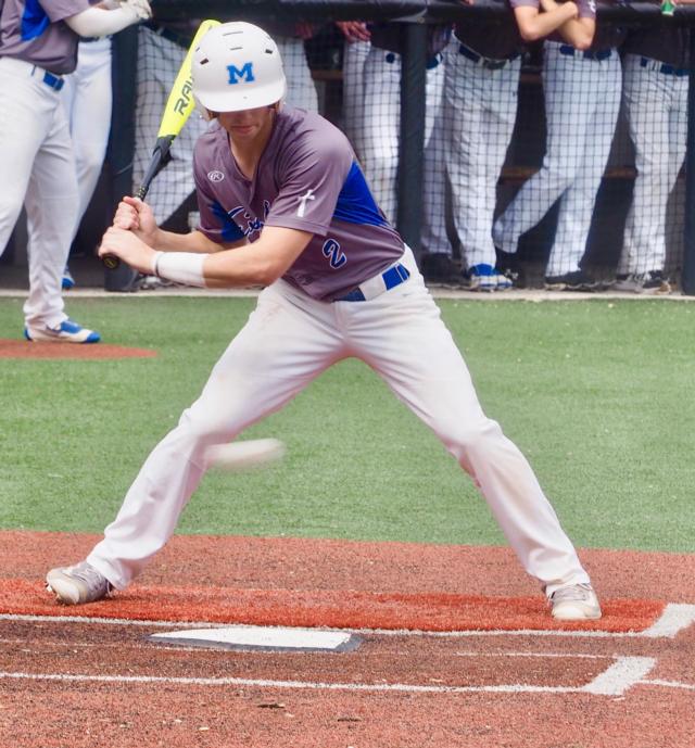 Maag takes a pitch against Althoff Catholic.