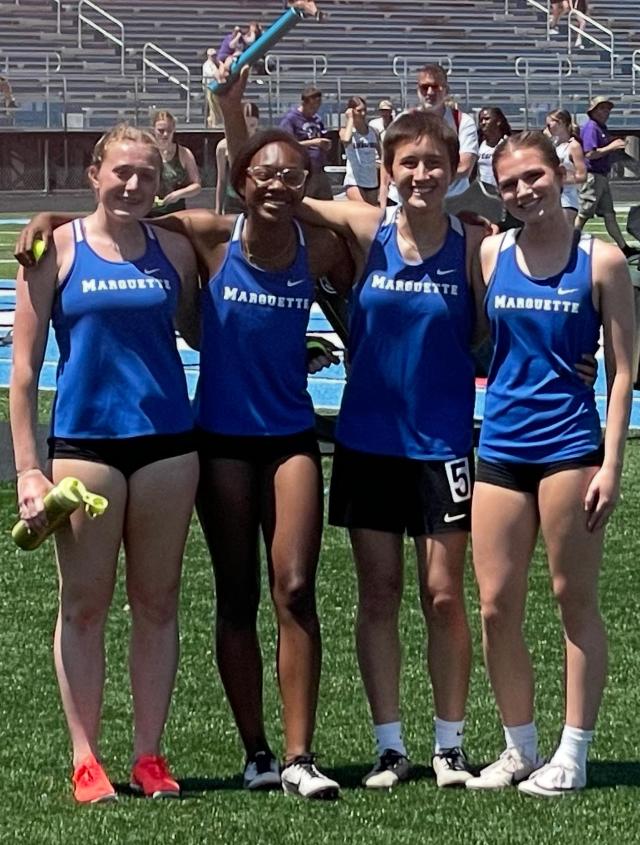 The Marquette 4 x 100 relay girls squad.