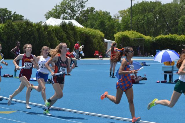Danielle Bohannon was a member of the 4 x 800 quartet for Edwardsville on Friday in the IHSA Class 3A state meet. (Photo by Dan Brannan)
