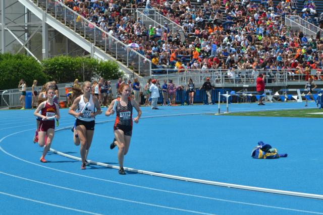 Victoria Vegher did her part all season on the Edwardsville 4 x 800 relay team, helping the group qualify for state. (Photo by Dan Brannan)
