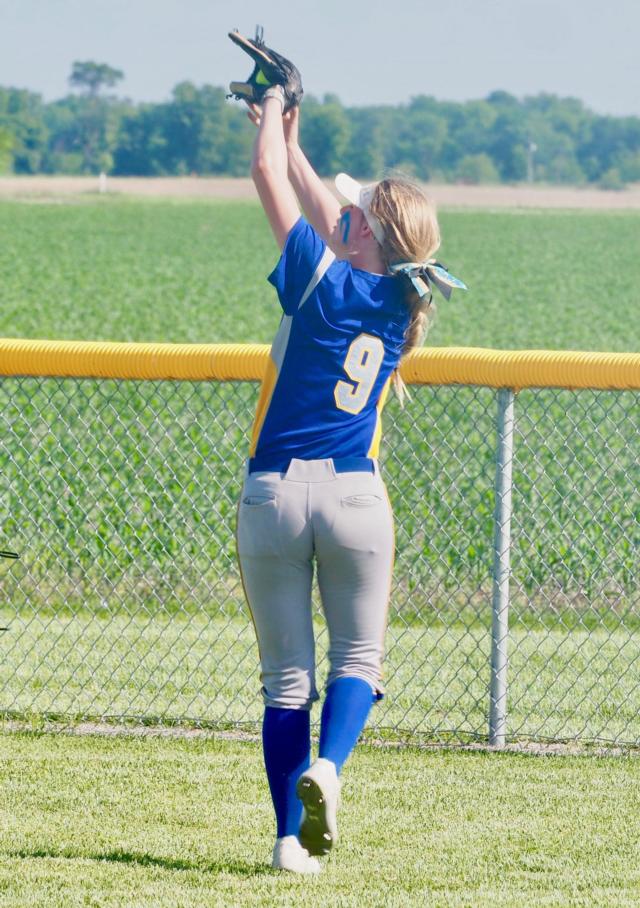 Tri-City's Shayla Mills makes a catch in right field.