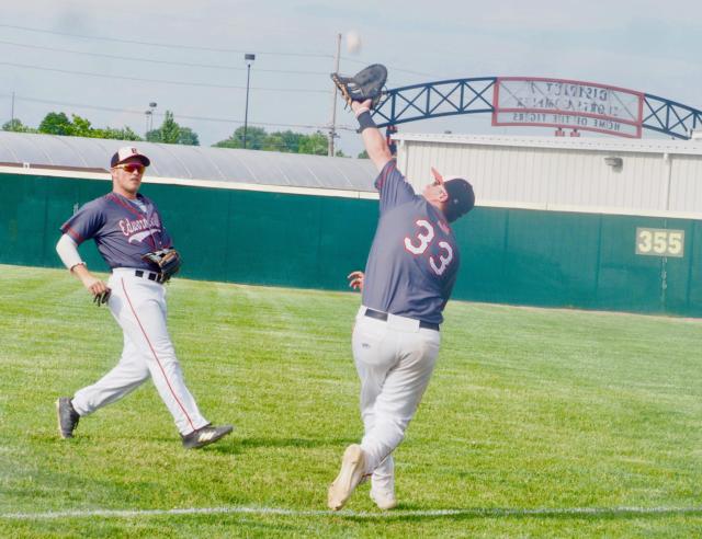 Drake Westcott catches a pop up.