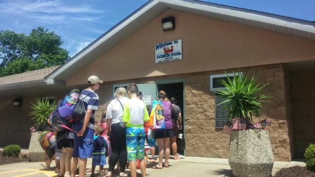 Swimmers were lined up waiting to get in on Donor Pool&rsquo;s Opening Day on Saturday, May 28.