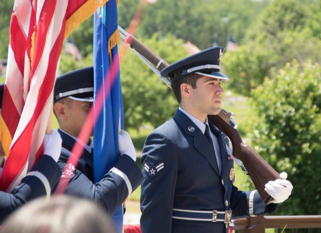 SAFB Military Honors Color Guard performs at the 2018 Memorial Day Patriotic Remembrance.